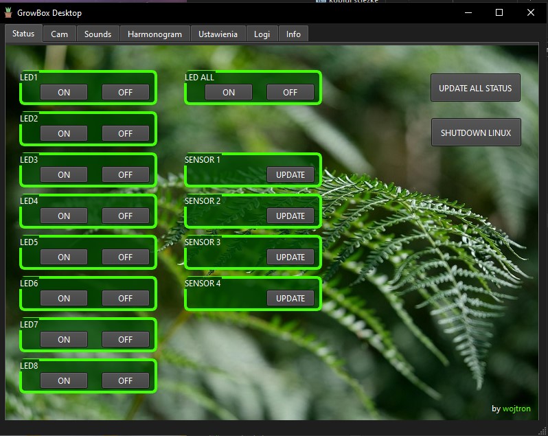 Growbox Desktop - widok aplikacji 1
